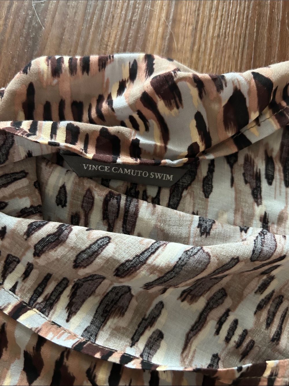 Vince Camuto Swim Animal Print Coverup in Brown and Cream